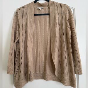 Dana Buchman Beige Open-Knit Cardigan